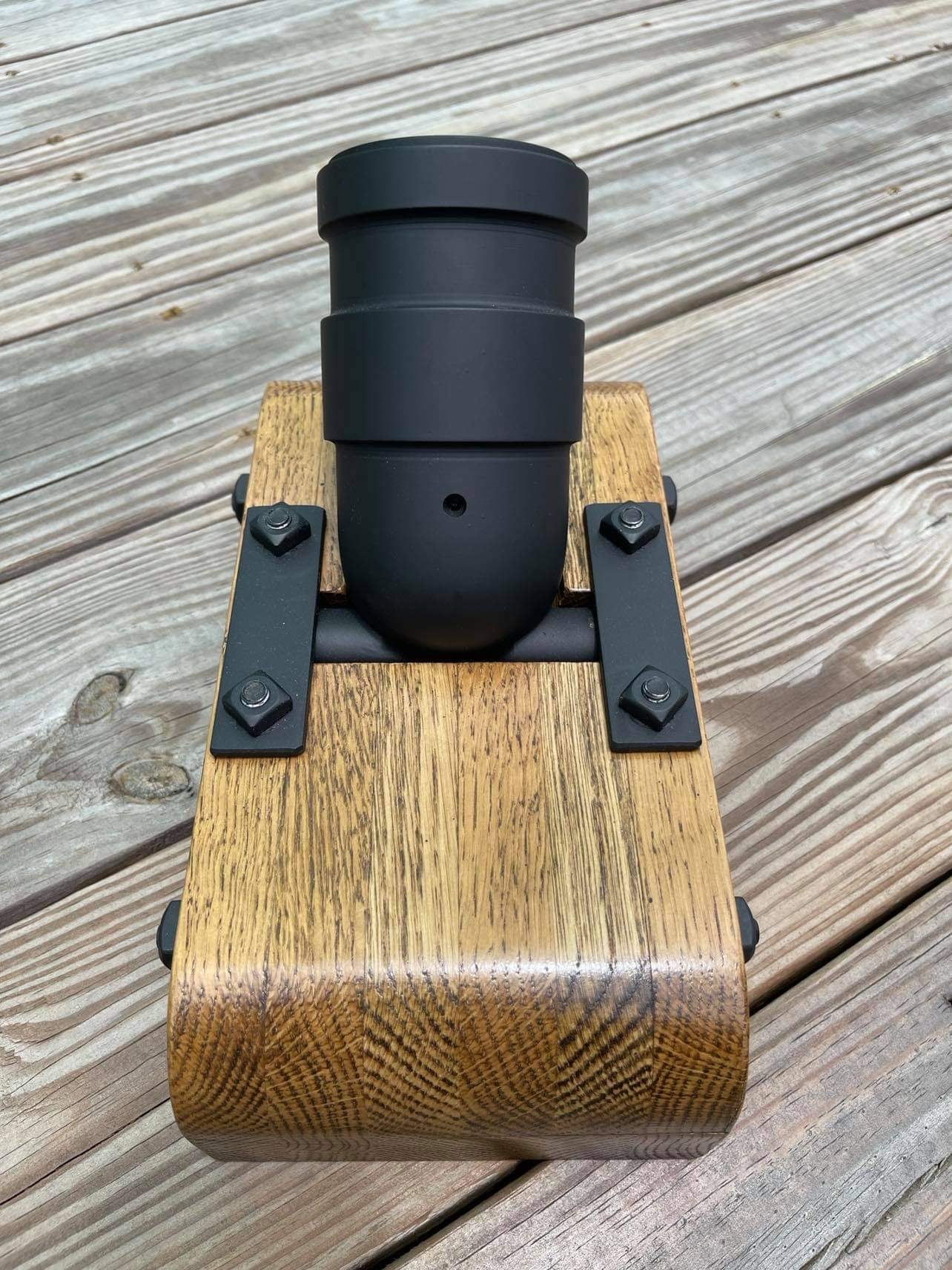 Coehorn Mortar Complete With Dark Oak Base / Golfball Bore